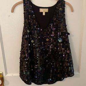 Anthropologie black sequin tank